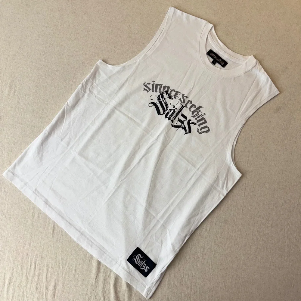 Sinnerseeking Souls Mens Graphic Muscle Tee Tank Top‎ White Large Made in USA